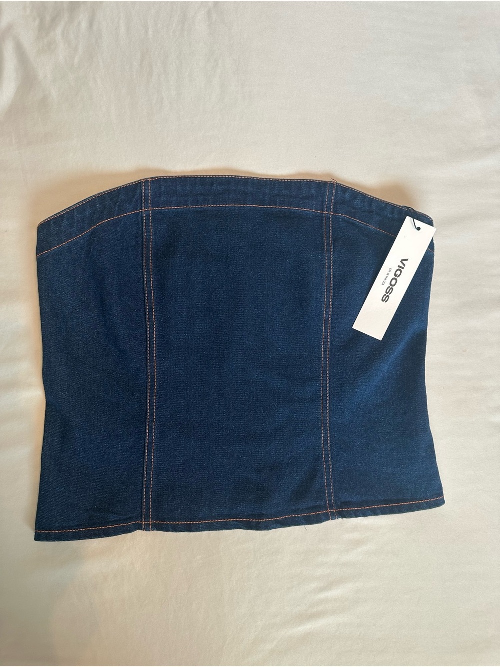 Vigoss Strapless Dark Indigo Denim Tube Top size M